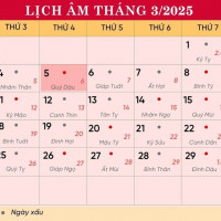 Lịch âm 5/3 chính xác nhất, lịch vạn niên ngày 5/3/2025: Việc nên và không nên làm?