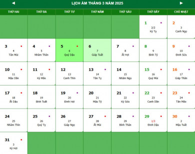 Lịch âm 6/3 chính xác nhất, lịch vạn niên ngày 6/3/2025: Việc nên và không nên làm?