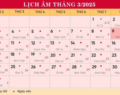 Lịch âm 9/3 chính xác nhất, lịch vạn niên ngày 9/3/2025: Việc nên và không nên làm?