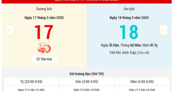 Lịch âm 17/3 chính xác nhất, lịch vạn niên ngày 17/3/2025: Việc nên và không nên làm?