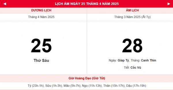 Lịch âm 25/4 chính xác nhất, lịch vạn niên ngày 25/4/2025: Việc nên và không nên làm?