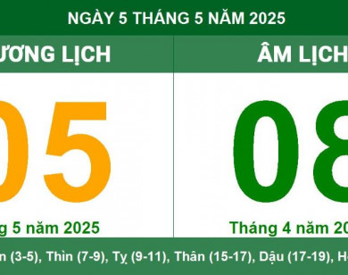 Lịch âm 5/5 chính xác nhất, lịch vạn niên ngày 5/5/2025: Việc nên và không nên làm?