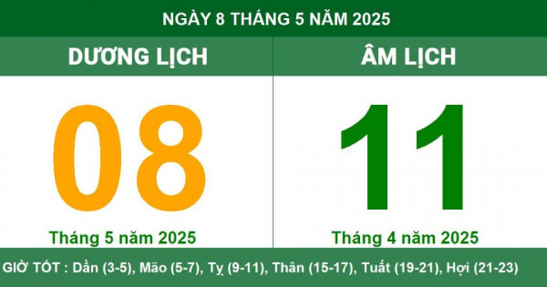 Lịch âm 8/5 chính xác nhất, lịch vạn niên ngày 8/5/2025: Việc nên và không nên làm?