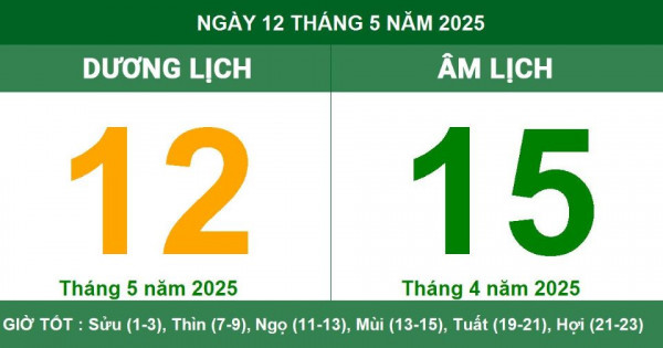 Lịch âm 12/5 chính xác nhất, lịch vạn niên ngày 12/5/2025: Việc nên và không nên làm?