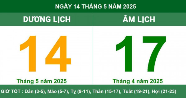 Lịch âm 14/5 chính xác nhất, lịch vạn niên ngày 14/5/2025: Việc nên và không nên làm?