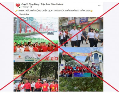 Xuất hiện fanpage mạo danh Chiến dịch “Triệu bước chân nhân ái”
