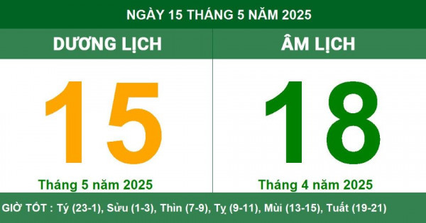 Lịch âm 15/5 chính xác nhất, lịch vạn niên ngày 15/5/2025: Việc nên và không nên làm?