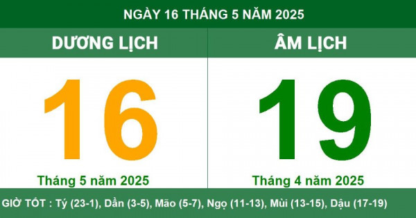 Lịch âm 16/5 chính xác nhất, lịch vạn niên ngày 16/5/2025: Việc nên và không nên làm?