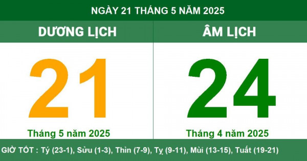 Lịch âm 21/5 chính xác nhất, lịch vạn niên ngày 21/5/2025: Việc nên và không nên làm?