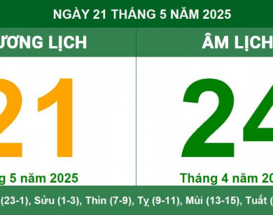 Lịch âm 21/5 chính xác nhất, lịch vạn niên ngày 21/5/2025: Việc nên và không nên làm?
