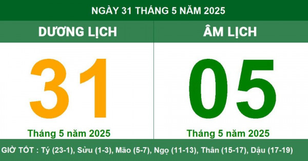 Lịch âm 31/5 chính xác nhất, lịch vạn niên ngày 31/5/2025: Việc nên và không nên làm?