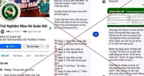 Dấu hiệu nhận biết fanpage giả mạo khóa ‘Trại hè quân đội’, ‘Học kỳ công an’