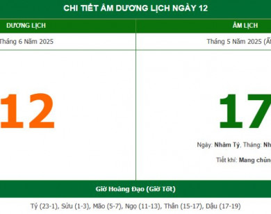 Lịch âm 12/6 chính xác nhất, lịch vạn niên ngày 12/6/2025: Việc nên và không nên làm?