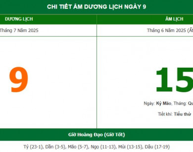 Lịch âm 9/7 chính xác nhất, lịch vạn niên ngày 9/7/2025: Việc nên và không nên làm?
