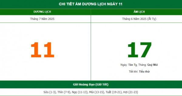 Lịch âm 11/7 chính xác nhất, lịch vạn niên ngày 11/7/2025: Việc nên và không nên làm?