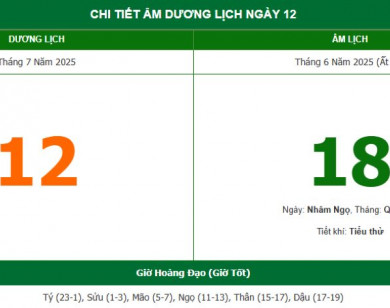 Lịch âm 12/7 chính xác nhất, lịch vạn niên ngày 12/7/2025: Việc nên và không nên làm?