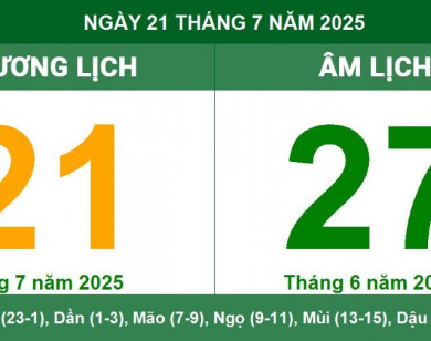 Lịch âm 21/7 chính xác nhất, lịch vạn niên ngày 21/7/2025: Việc nên và không nên làm?