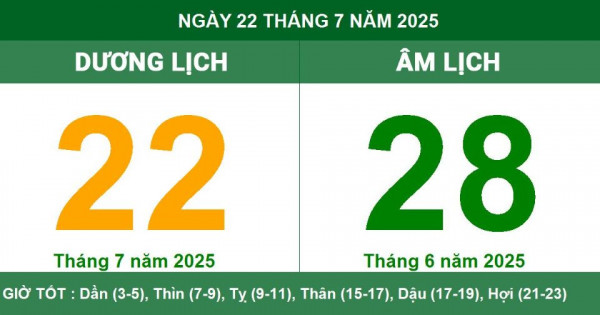 Lịch âm 22/7 chính xác nhất, lịch vạn niên ngày 22/7/2025: Việc nên và không nên làm?