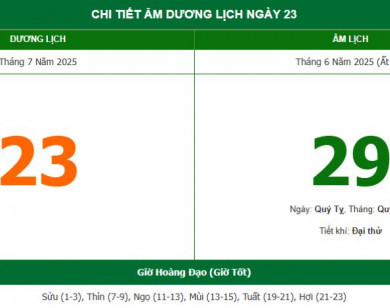 Lịch âm 23/7 chính xác nhất, lịch vạn niên ngày 23/7/2025: Việc nên và không nên làm?