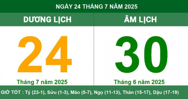 Lịch âm 24/7 chính xác nhất, lịch vạn niên ngày 24/7/2025: Việc nên và không nên làm?