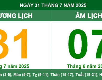 Lịch âm 31/7 chính xác nhất, lịch vạn niên ngày 31/7/2025: Việc nên và không nên làm?