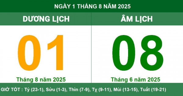 Lịch âm 1/8 chính xác nhất, lịch vạn niên ngày 1/8/2025: Việc nên và không nên làm?