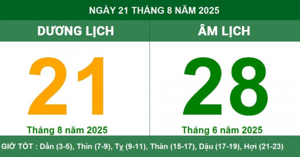 Lịch âm 21/8 chính xác nhất, lịch vạn niên ngày 21/8/2025: Việc nên và không nên làm?