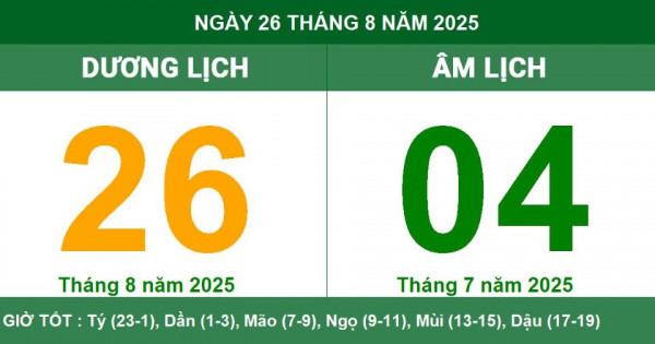 Lịch âm 26/8 chính xác nhất, lịch vạn niên ngày 26/8/2025: Việc nên và không nên làm?
