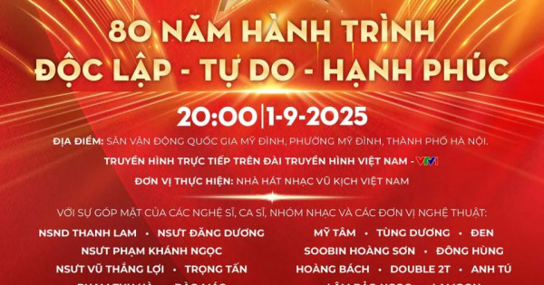 Ngày mai (29/8), phát vé miễn phí concert quốc gia đặc biệt “80 năm hành trình Độc lập - Tự do - Hạnh phúc”