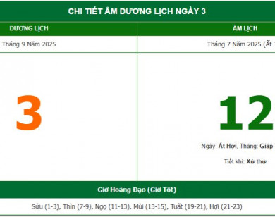 Lịch âm 3/9 chính xác nhất, lịch vạn niên ngày 3/9/2025: Việc nên và không nên làm?