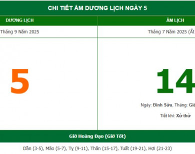 Lịch âm 5/9 chính xác nhất, lịch vạn niên ngày 5/9/2025: Việc nên và không nên làm?