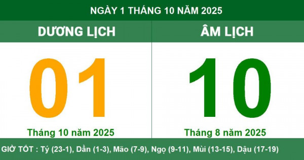 Lịch âm 1/10 chính xác nhất, lịch vạn niên ngày 1/10/2025: Việc nên và không nên làm?