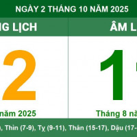 Lịch âm 2/10 chính xác nhất, lịch vạn niên ngày 2/10/2025: Việc nên và không nên làm?
