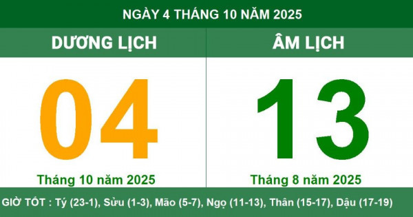 Lịch âm 4/10 chính xác nhất, lịch vạn niên ngày 4/10/2025: Việc nên và không nên làm?