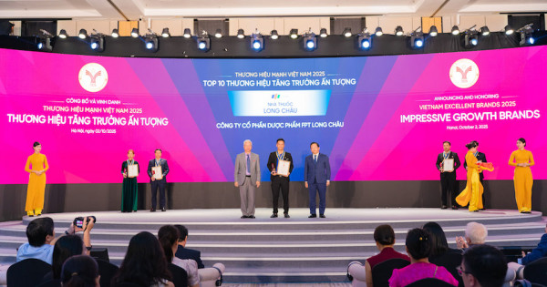 Long Châu được vinh danh “Top 10 Thương hiệu Tăng trưởng ấn tượng” tại Thương hiệu Mạnh Việt Nam 2025
