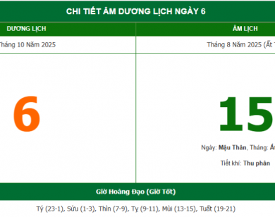 Lịch âm 6/10 chính xác nhất, lịch vạn niên ngày 6/10/2025: Việc nên và không nên làm?