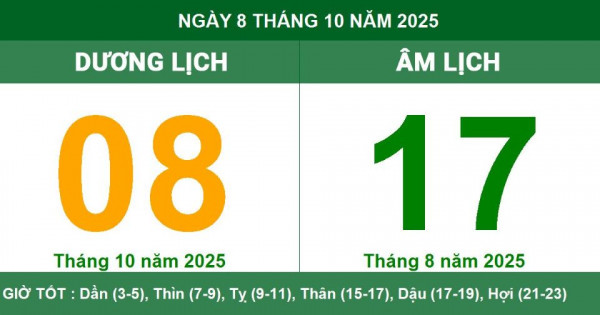 Lịch âm 8/10 chính xác nhất, lịch vạn niên ngày 8/10/2025: Việc nên và không nên làm?