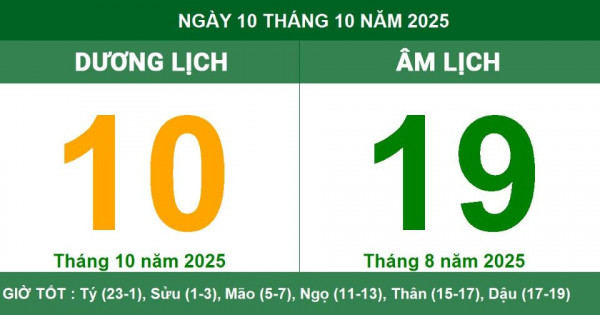 Lịch âm 10/10 chính xác nhất, lịch vạn niên ngày 10/10/2025: Việc nên và không nên làm?