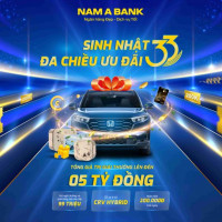 Sinh nhật 33 năm Nam A Bank: Hoàn tiền mỗi ngày, cơ hội trúng xe Honda CR-V Hybrid