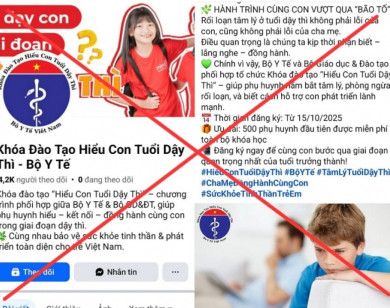 Giả mạo fanpage Bộ Y tế quảng cáo khóa học “Hiểu con tuổi dậy thì” để lừa đảo