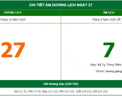 Lịch âm 27/10 chính xác nhất, lịch vạn niên ngày 27/10/2025: Việc nên và không nên làm?