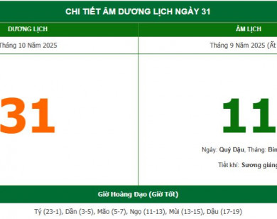 Lịch âm 31/10 chính xác nhất, lịch vạn niên ngày 31/10/2025: Việc nên và không nên làm?