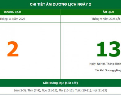Lịch âm 2/11 chính xác nhất, lịch vạn niên ngày 2/11/2025: Việc nên và không nên làm?