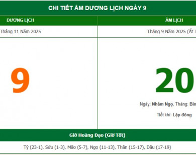 Lịch âm 9/11 chính xác nhất, lịch vạn niên ngày 9/11/2025: Việc nên và không nên làm?