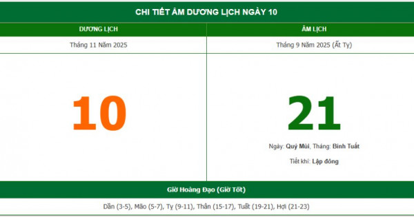 Lịch âm 10/11 chính xác nhất, lịch vạn niên ngày 10/11/2025: Việc nên và không nên làm?