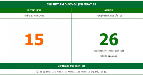 Lịch âm 15/11 chính xác nhất, lịch vạn niên ngày 15/11/2025: Việc nên và không nên làm?