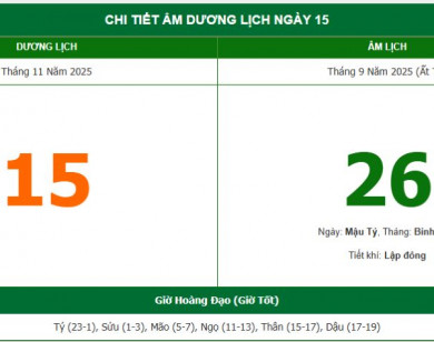 Lịch âm 15/11 chính xác nhất, lịch vạn niên ngày 15/11/2025: Việc nên và không nên làm?