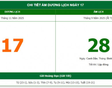 Lịch âm 17/11 chính xác nhất, lịch vạn niên ngày 17/11/2025: Việc nên và không nên làm?