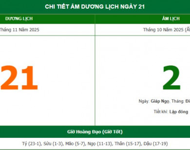 Lịch âm 21/11 chính xác nhất, lịch vạn niên ngày 21/11/2025: Việc nên và không nên làm?