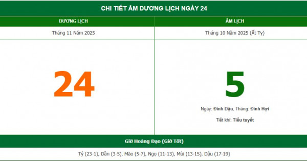Lịch âm 24/11 chính xác nhất, lịch vạn niên ngày 24/11/2025: Việc nên và không nên làm?